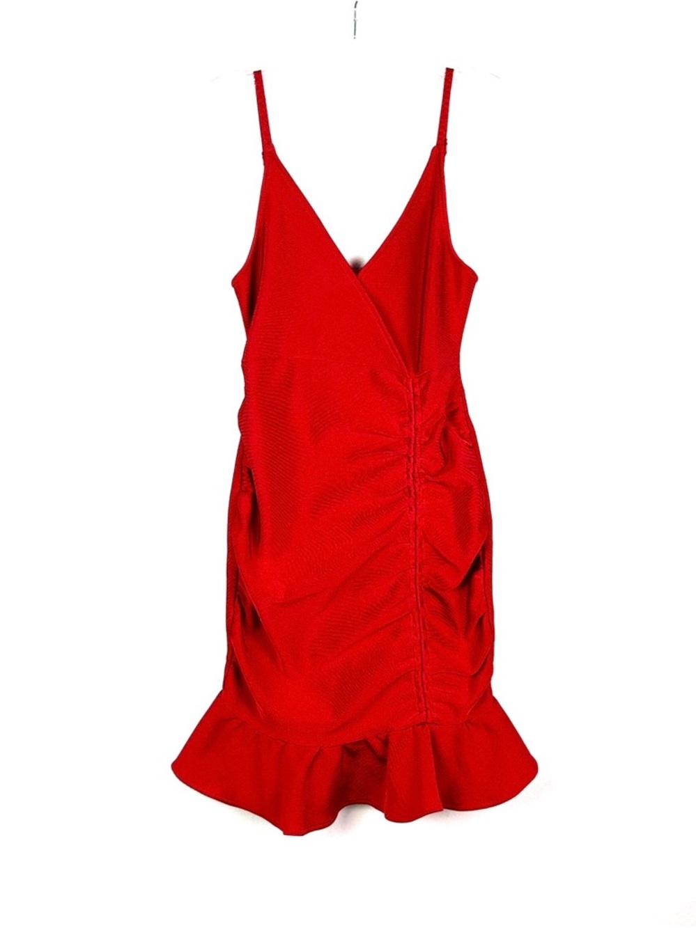 POSH MIA Red Ruched Ruffle Hem Cocktail Dress - Picture 2 of 6